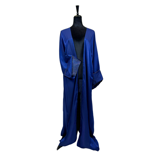 Blue Rhinestone Sleeves Abaya