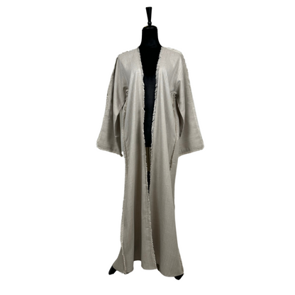 Beige Linen Open Abaya