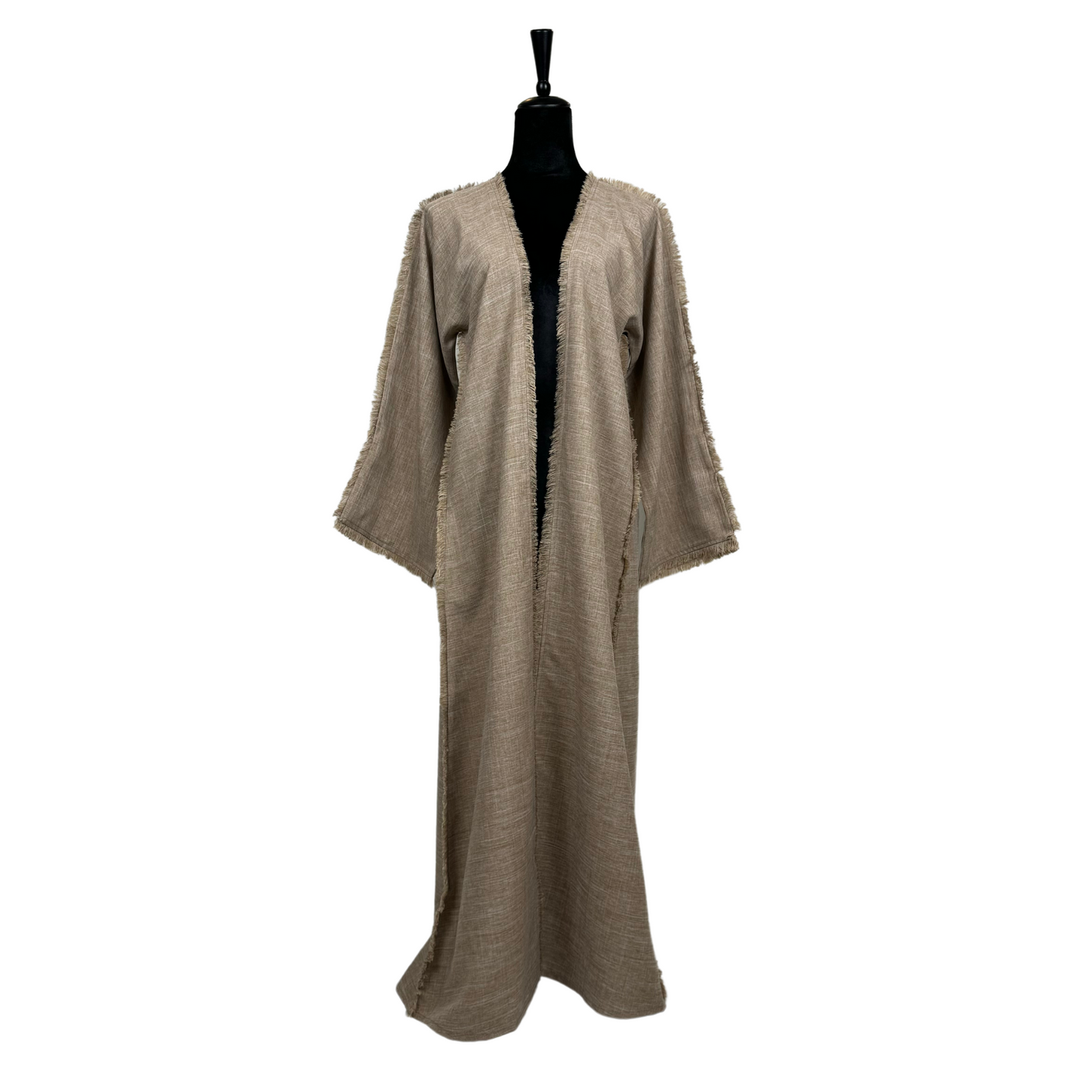 Brown Linen Open Abaya