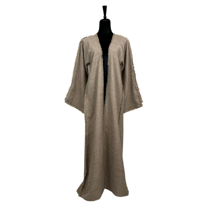 Brown Linen Open Abaya